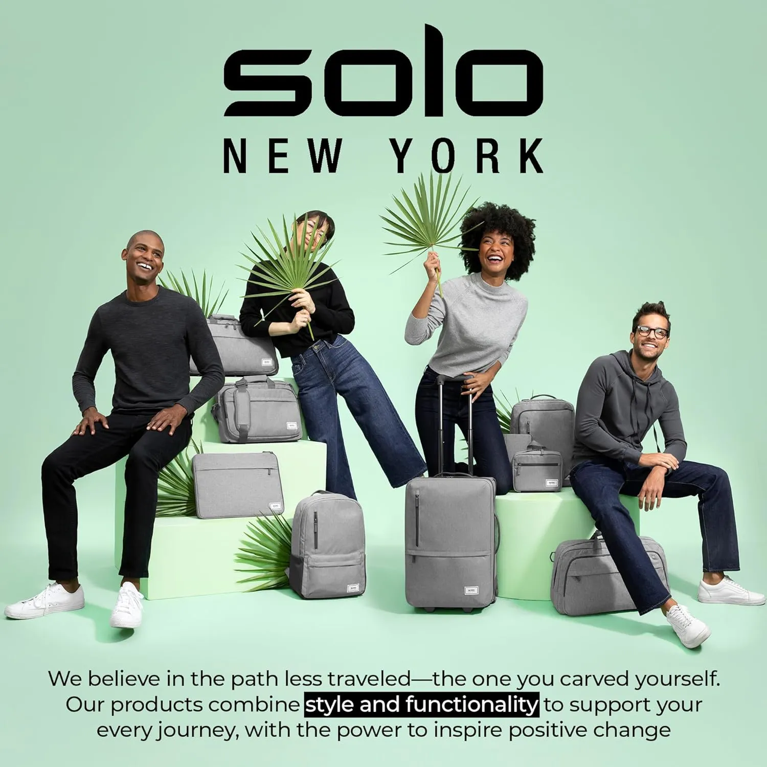 Solo New York Bryant Rolling Laptop Bag, Black/Grey, 14" x 16.8" x 5" (PT136)