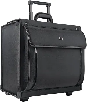 Solo New York Herald Rolling Catalog Case with Padded Laptop Compartment that fits up to 16 inch laptop, Equipped with Dual Combination Locks and Two Wheeled Hard Sided Catalog Case for Men and Women, Black