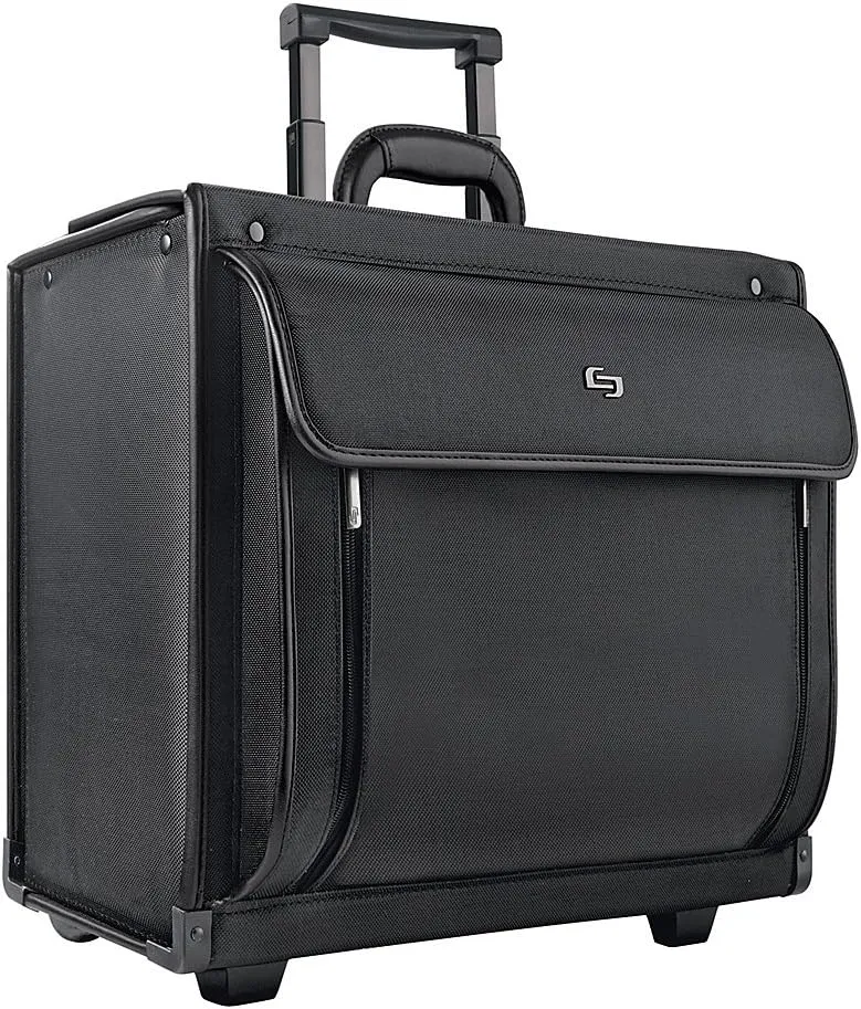 Solo New York Herald Rolling Catalog Case with Padded Laptop Compartment that fits up to 16 inch laptop, Equipped with Dual Combination Locks and Two Wheeled Hard Sided Catalog Case for Men and Women, Black