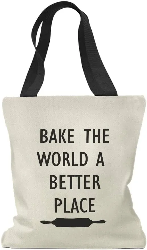 Speedy Pros Canvas Tote Bag for Women Bake The World A Better Place Baking Bakery Beach Bags for Women