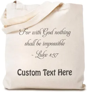 Speedy Pros Canvas Tote Bag for Women For with God Nothing Shall Be Impossible Christ Jesus Beach Bags for Women