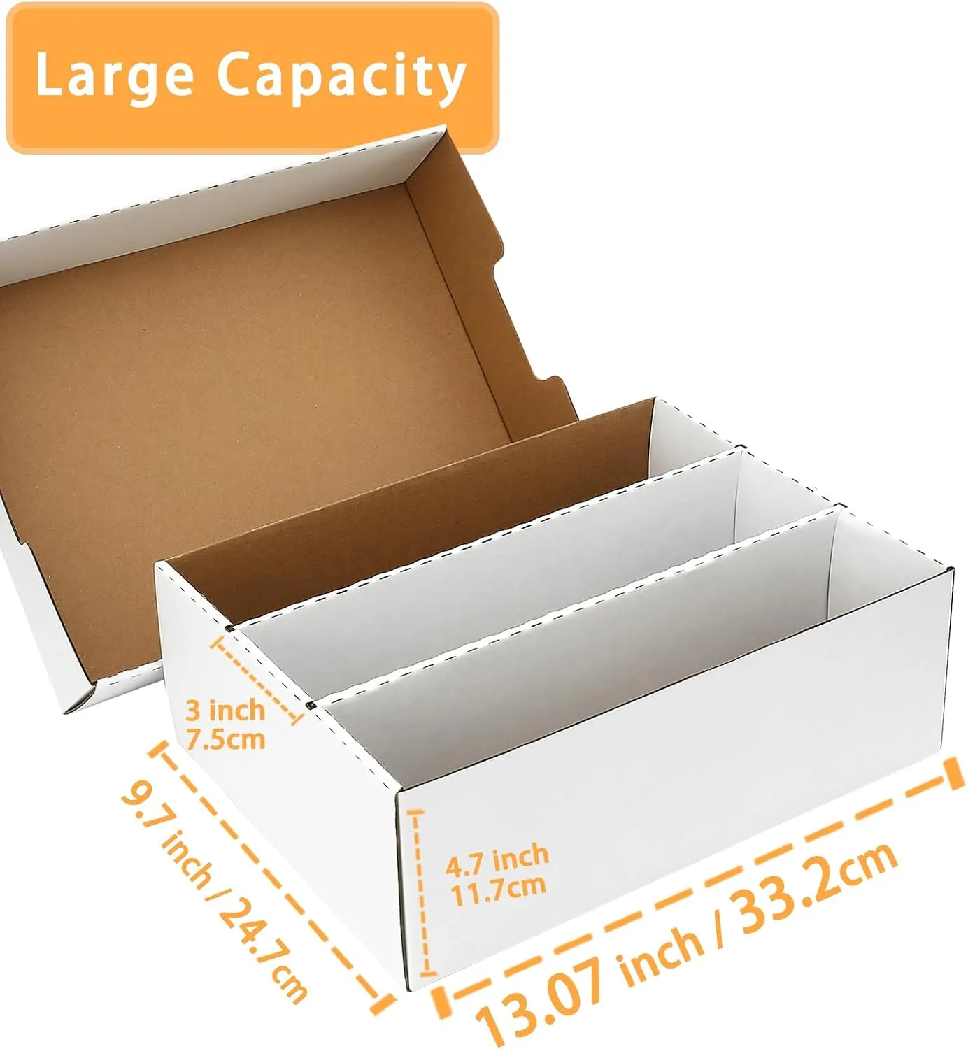 Sports Card Boxes 2400 Count Cardboard Cards Storage Box White with 8 Dividers and 50 Counts Sleeves,Storage Box for TCG/Magic/Mtg storage and Collection