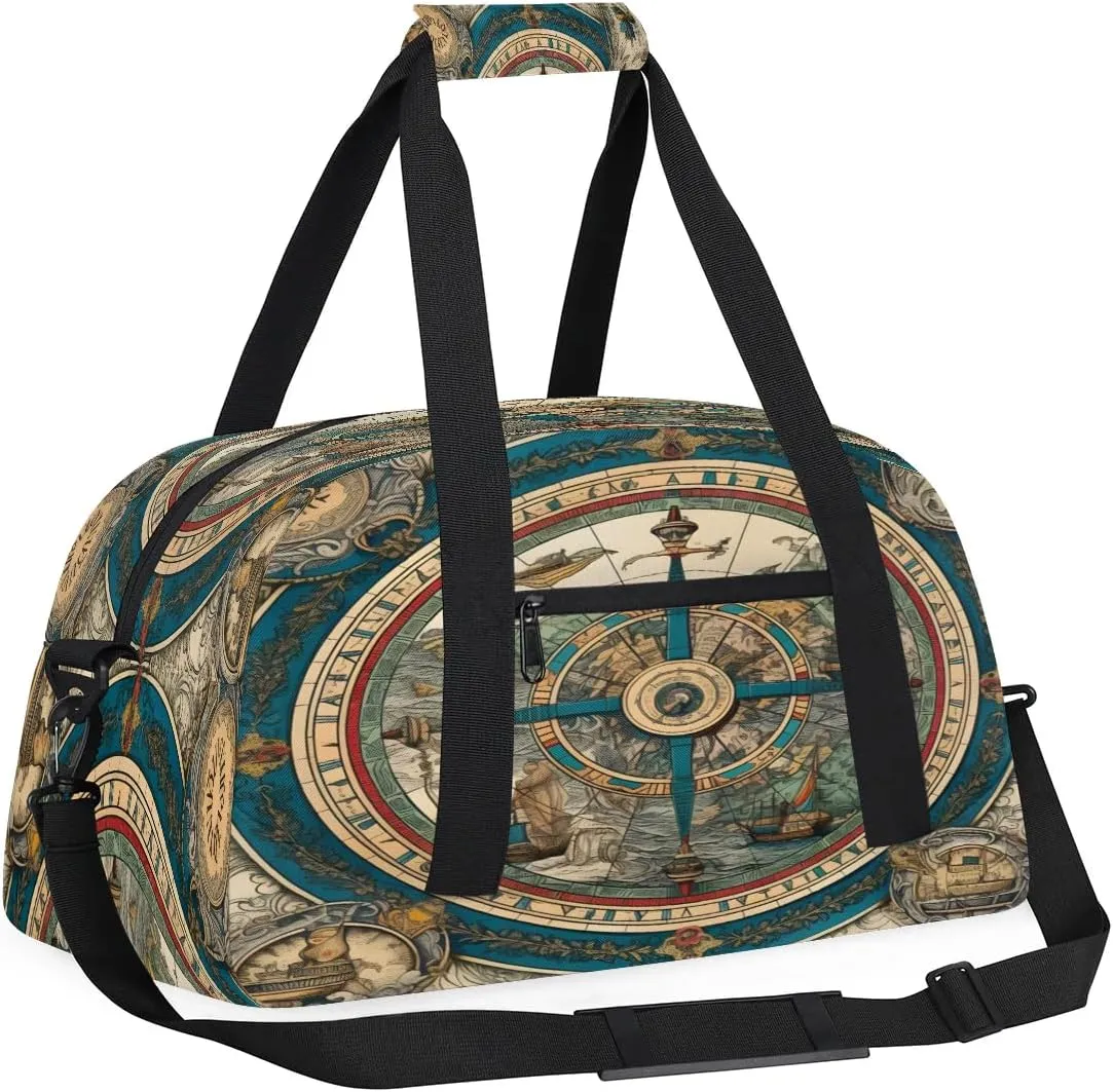 Sports Duffle Bags Travel Duffle Bag Gym Bag Compass Weekender Travel Bag Waterproof Overnight Bag Carry On Travel Tote Bag Dance Bags