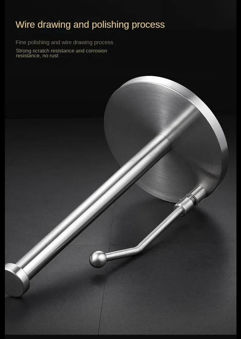 Stainless Steel Paper Towel Holder Vertical Paper Roll Holder Creative Kitchen Paper Towel Holder No Punch Cling Film Holder