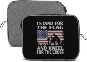 Stand for Flag Kneel for Cross Laptop Sleeve Slim Laptop Bag Snowflake Cloth Laptop Case Travel Gear for Unisex 13inch