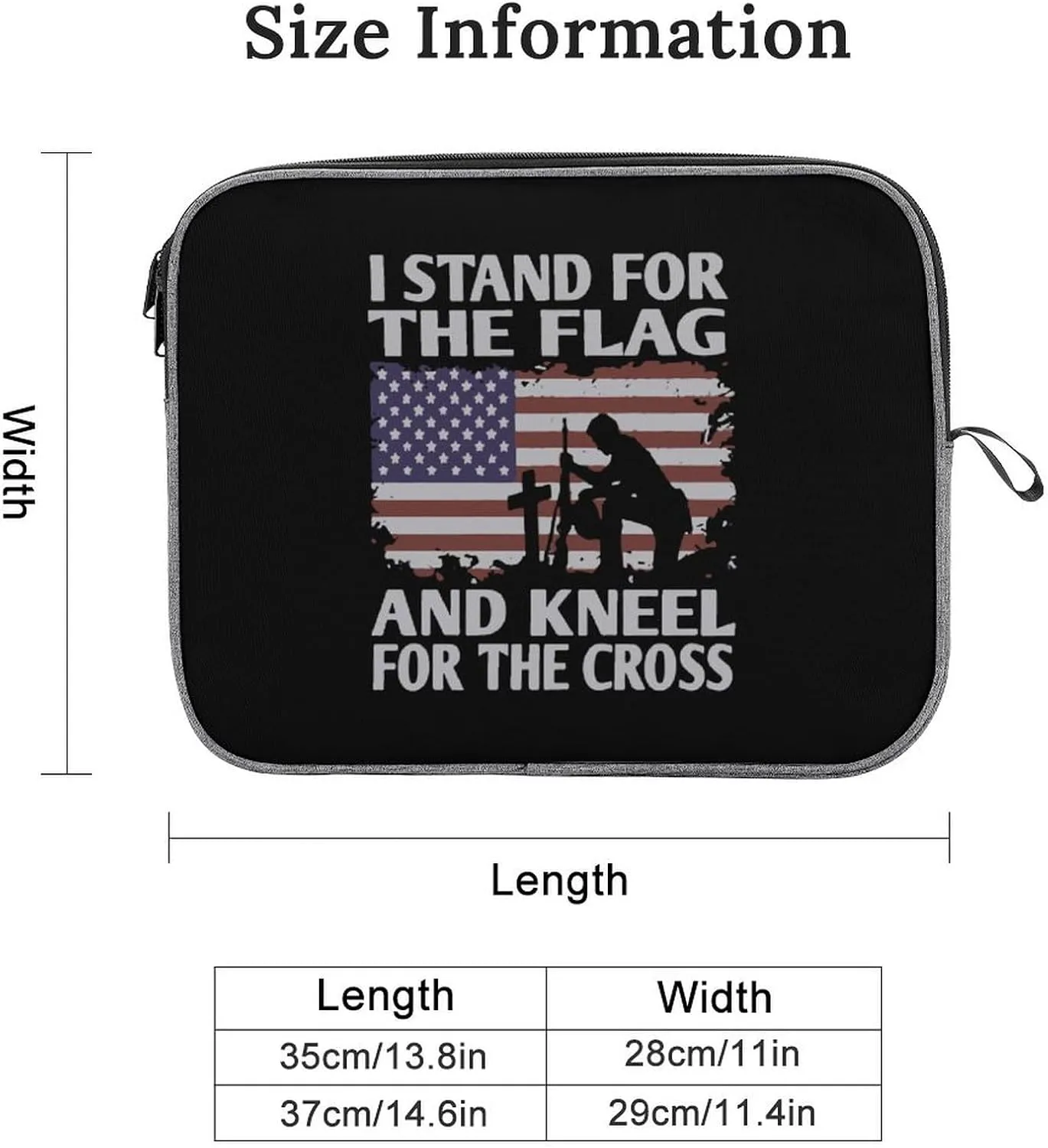 Stand for Flag Kneel for Cross Laptop Sleeve Slim Laptop Bag Snowflake Cloth Laptop Case Travel Gear for Unisex 13inch