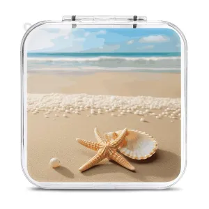 Starfish Shell And Beach Switch Game Case Switch Game Holder Cartridge Case Storage 12 Games & 2 Micro Sd Card Slots, Travel Carry Cases, Portable Games Card Storage, Hard Shell, Buckle Closure