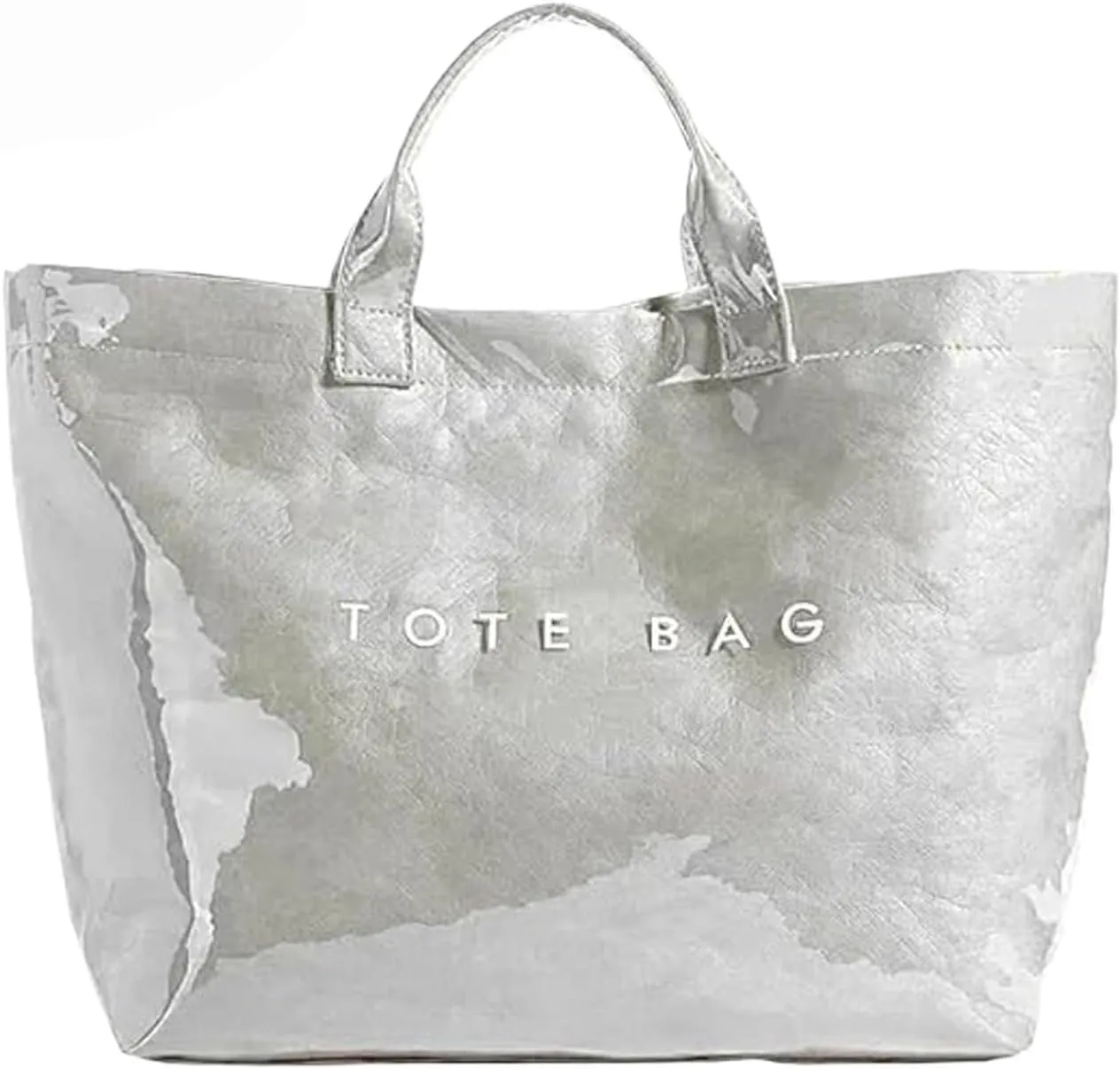 Stellaya Womens Letters Print Tote Bag, Women's PVC Kraft Paper Tote Bag, Large Shopping Hobo Handbag