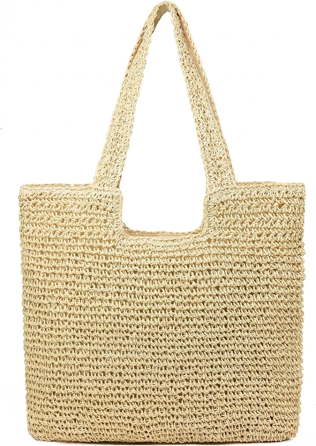 Straw Beach Bags for Women Woven Beach Tote Bag Casual Boho Large Shoulder Handbags Purse for Vacation Holiday