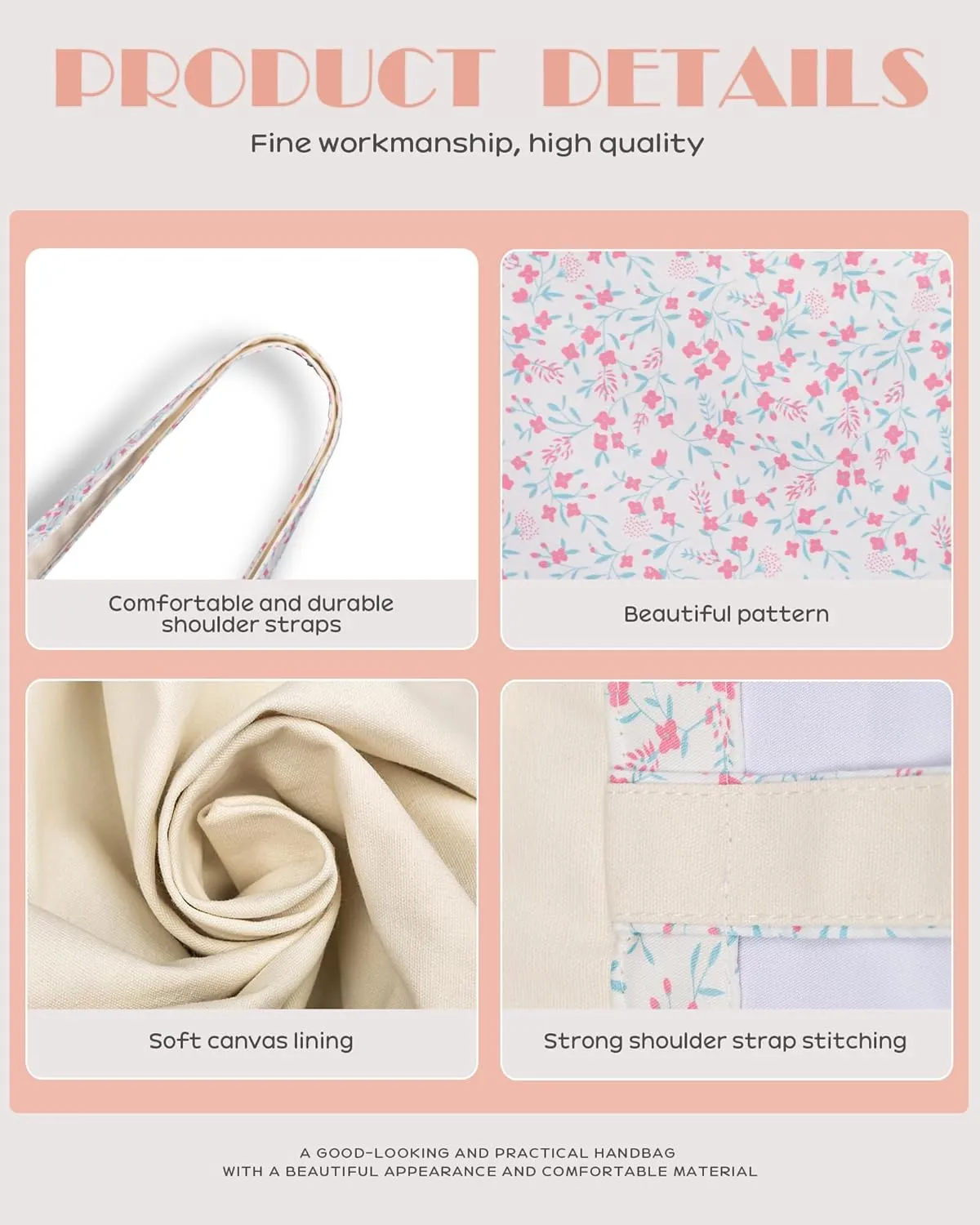 STUOYE Canvas Tote Bag for Women Cute Cotton Tote Bags Floral Travel Beach Bag Reusable Grocery Bags Cloth Shoulder Handbags