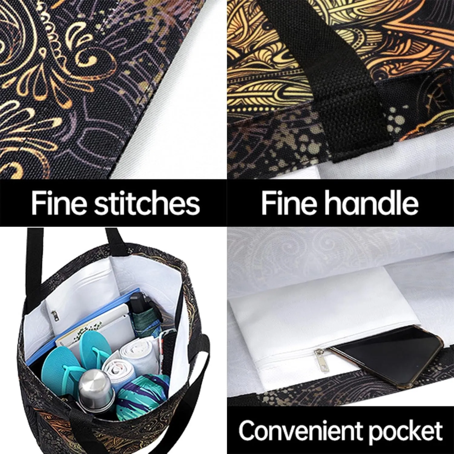 Stylish Extra Large Shoulder Grocery Tote Bag, White Daisy Flowers Canvas Daily Handle Bag for Gym Weekender Beach Travel Kitchen Reusable Market Shopping