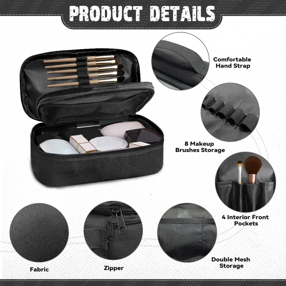 Stylish Initial Makeup Bag for Women for Working Women - Waterproof Polyester Cosmetic Organizer with Multiple Pockets, Machine Washable Gift Idea Black A
