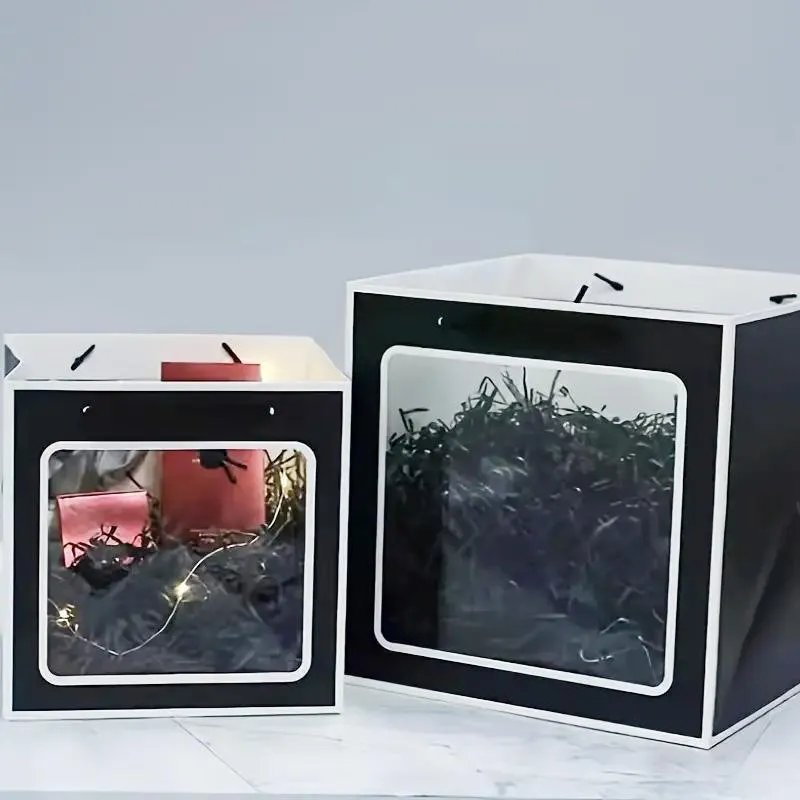 Stylish Paper Gift Bag with Window 3 Colors 20PCS