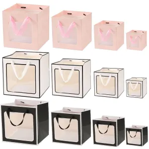 Stylish Paper Gift Bag with Window 3 Colors 20PCS