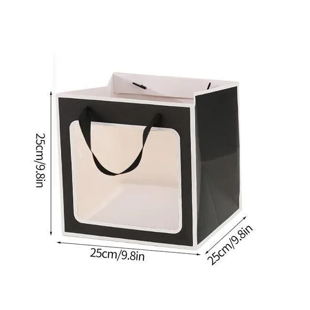 Stylish Paper Gift Bag with Window 3 Colors 20PCS