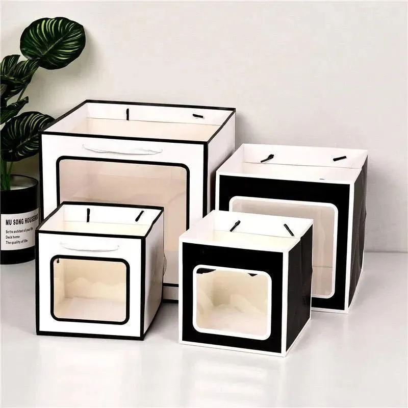Stylish Paper Gift Bag with Window 3 Colors 20PCS
