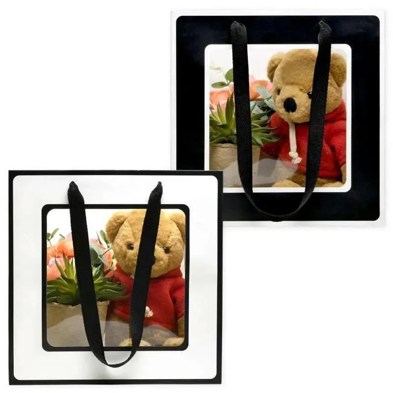 Stylish Paper Gift Bag with Window 3 Colors 20PCS