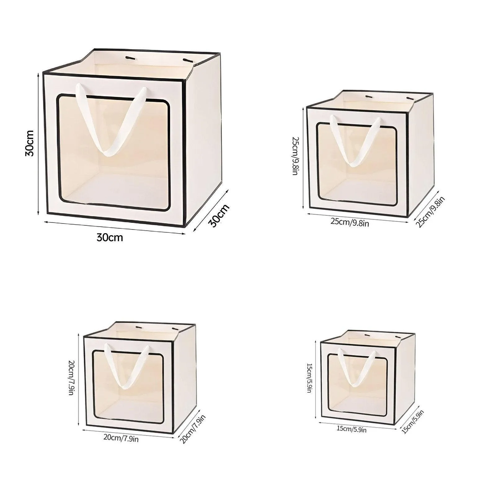 Stylish Paper Gift Bag with Window 3 Colors 20PCS