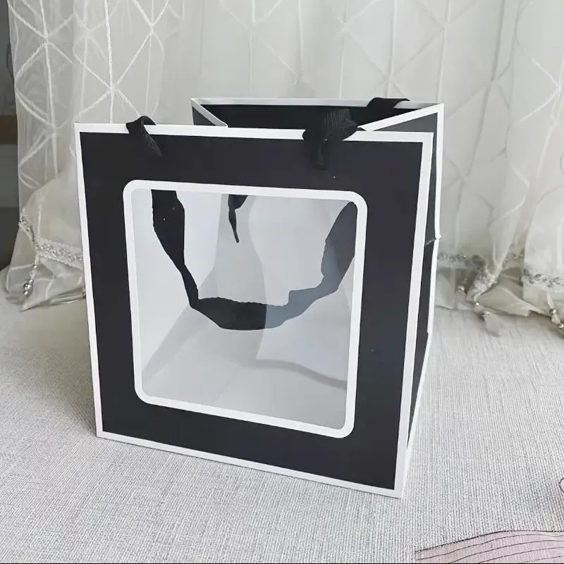 Stylish Paper Gift Bag with Window 3 Colors 20PCS