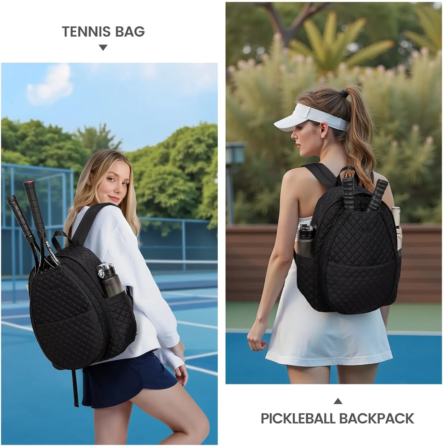 Sucipi Tennis Bags for Women, Quilted Tennis Racket Bag Backpack for Tennis Racquet, Pickleball Paddles, Badminton
