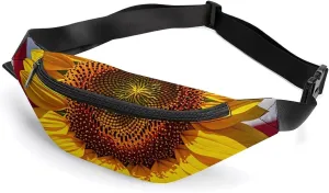 Sunflower And Flag Belt Bag with Adjustable Strap, Lightweight Travel Crossbody Bags, Hands-Free Mini Fanny Packs in Running Gym