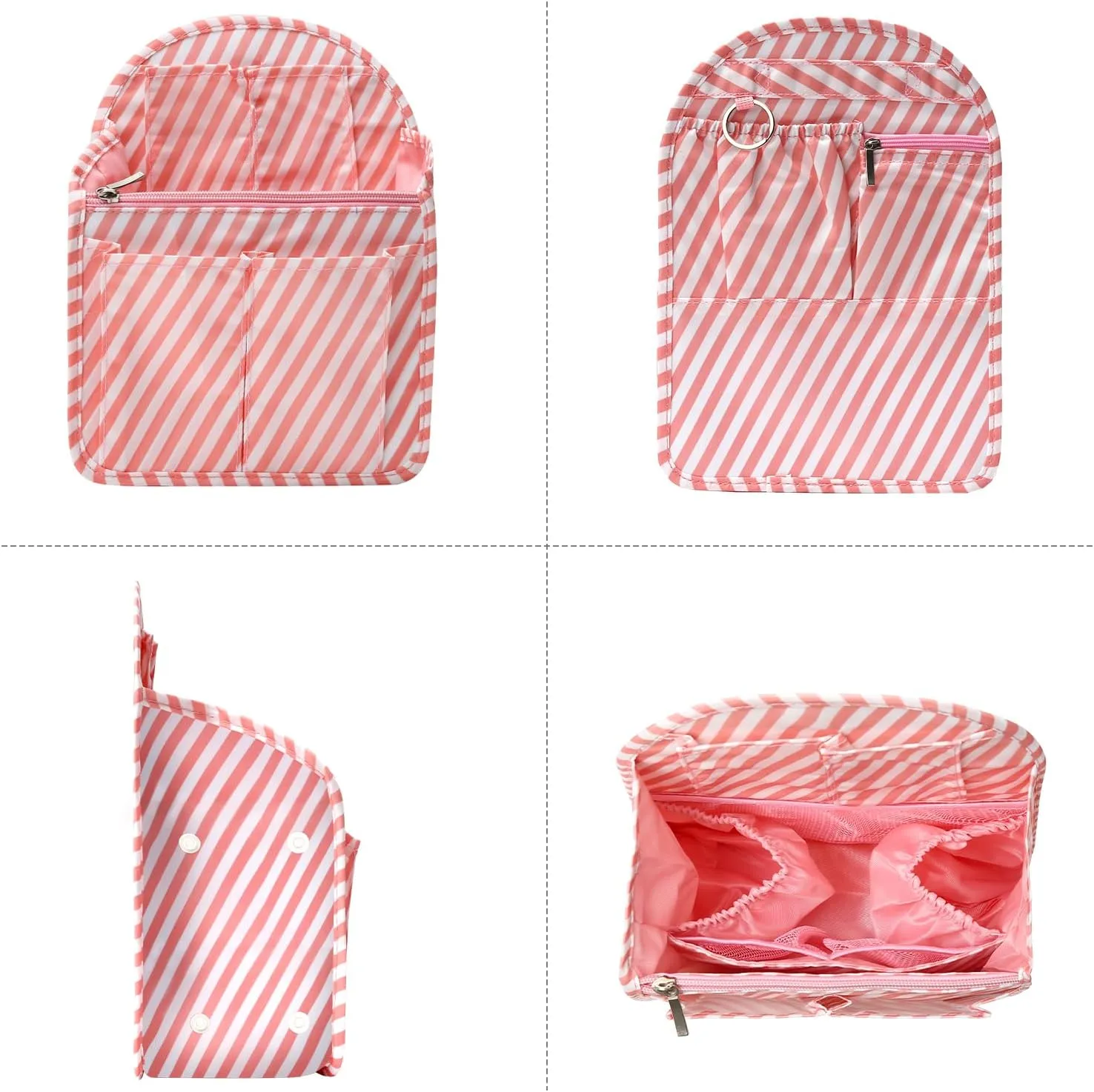 Surblue Backpack Organizer Insert Liner Hanging Travel Rucksack Purse and Handbag Insert Pocket, High-capacity Divider Foldable Nylon Shoulder Bag Organizer for Men and Women, (Pink, M)