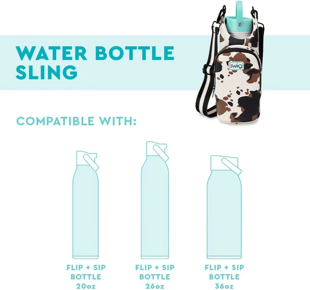 Swig Life Water Bottle Sling Bag, Water Bottle Holder with Adjustable Strap, Carrier Bag with Zippered Phone Pocket, Holds 36oz (Check Mate)