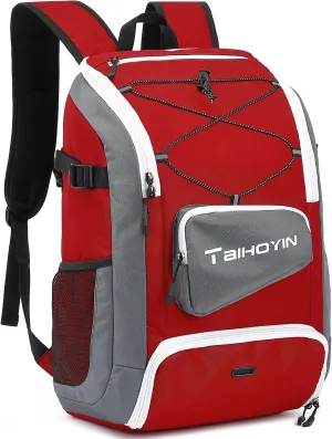 Swim Backpack with Shoe Compartment – Small Athlete Gym Bag for Men & Women Wet Dry Separation Beach & Pool Backpack Lightweight Swimming Gear Bag with Side Mesh Pockets, Red