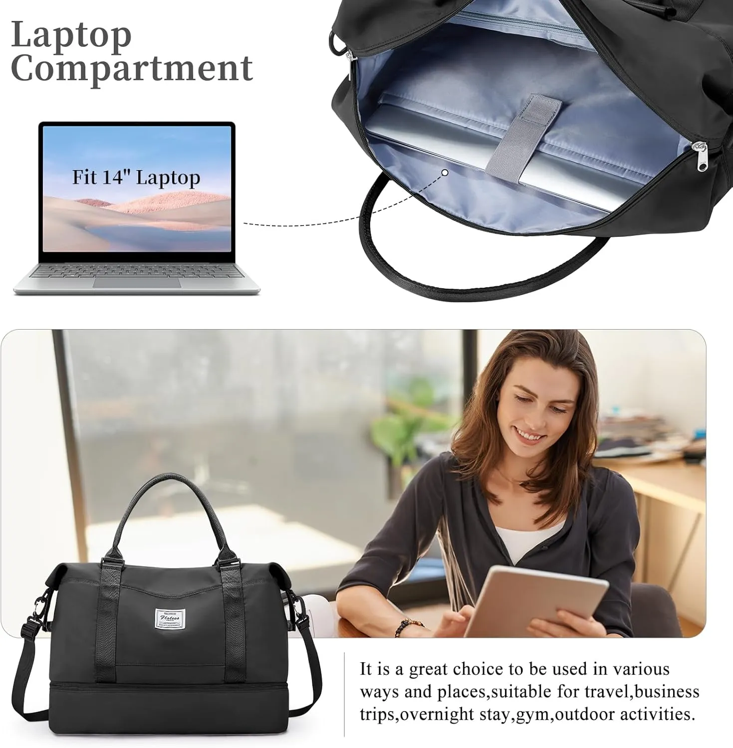 SYCNB Weekender Bags for Women,Personal Item Travel Bag with Shoes Compartment,Overnight Travel Duffel Bag,Gym Bag