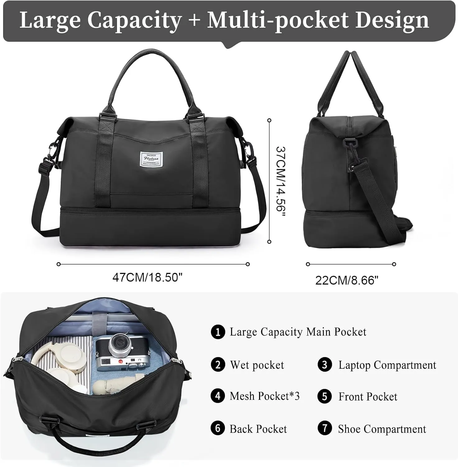 SYCNB Weekender Bags for Women,Personal Item Travel Bag with Shoes Compartment,Overnight Travel Duffel Bag,Gym Bag