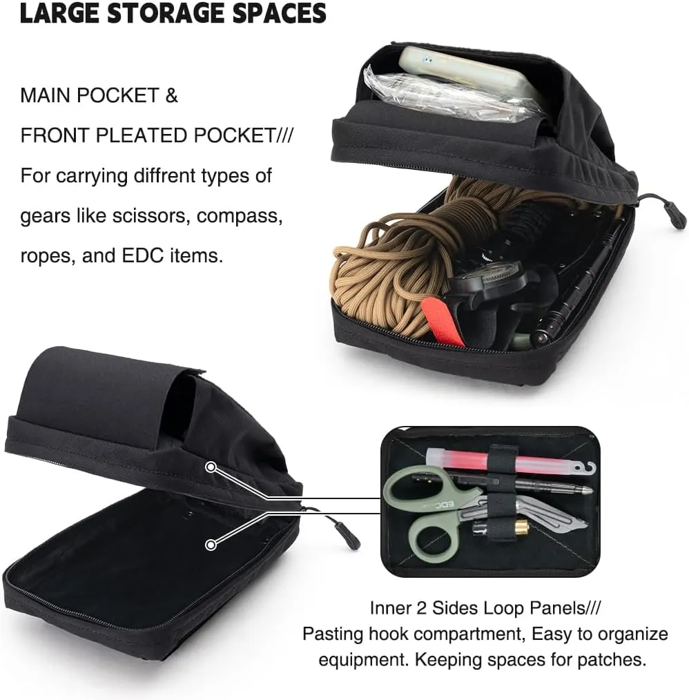 Tactical Dump Pouch MOLLE Accessories Carry Pouches Double Pockets Loop Panel Multi-Use Storage Bag for Belt Vest Backpacks
