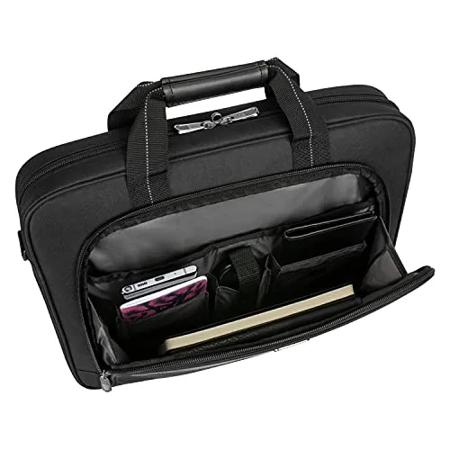 Targus Classic Slim Briefcase with Crossbody Shoulder Bag Design for the Business Professional Travel Commuter and Laptop Protection fits up to 15-16" Laptops, Black (TCT027US)