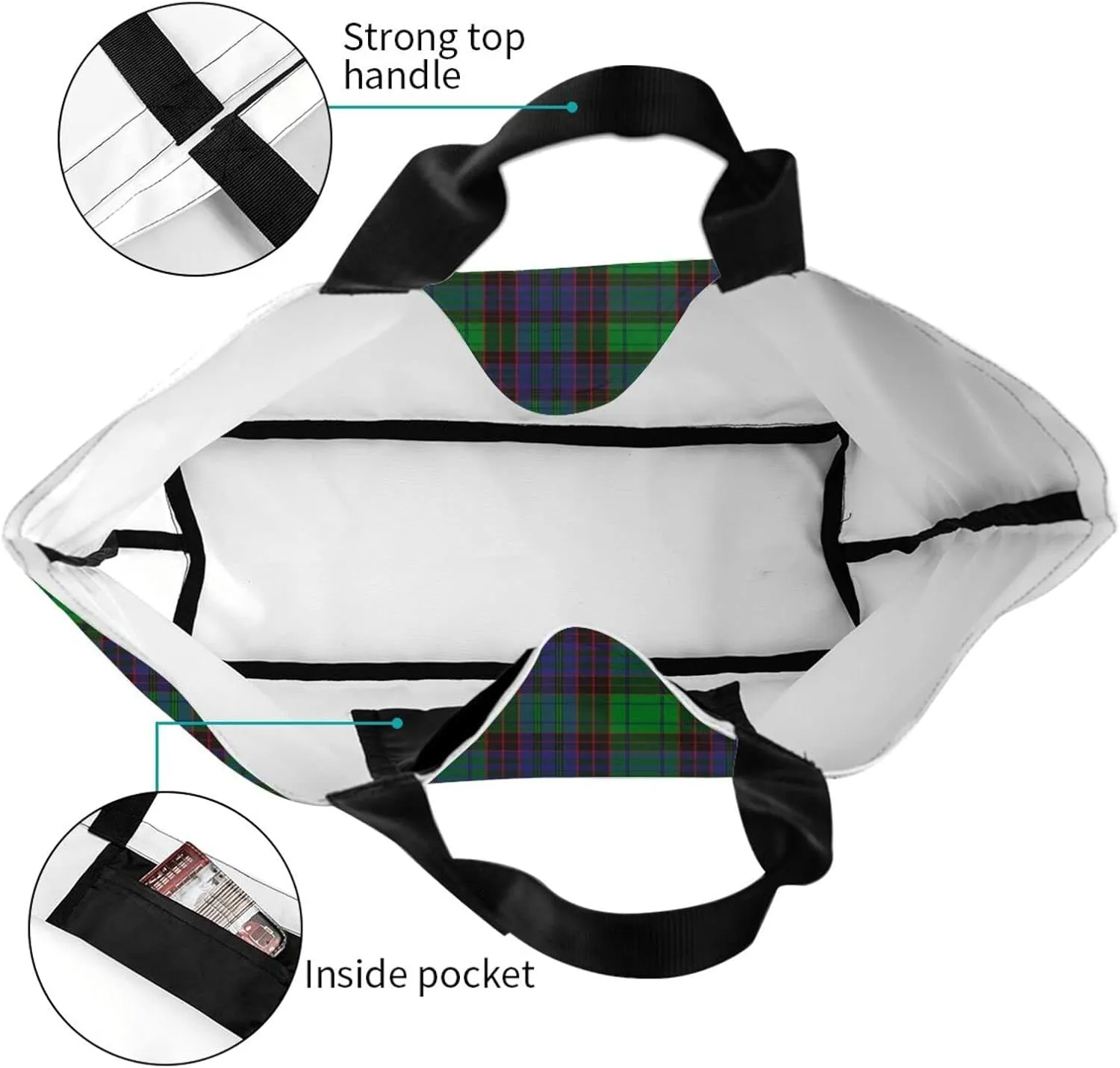 Tartan Tote Bag For Women Weekender Travel Bag Reusable Grocery Bags Large Totes Handbags
