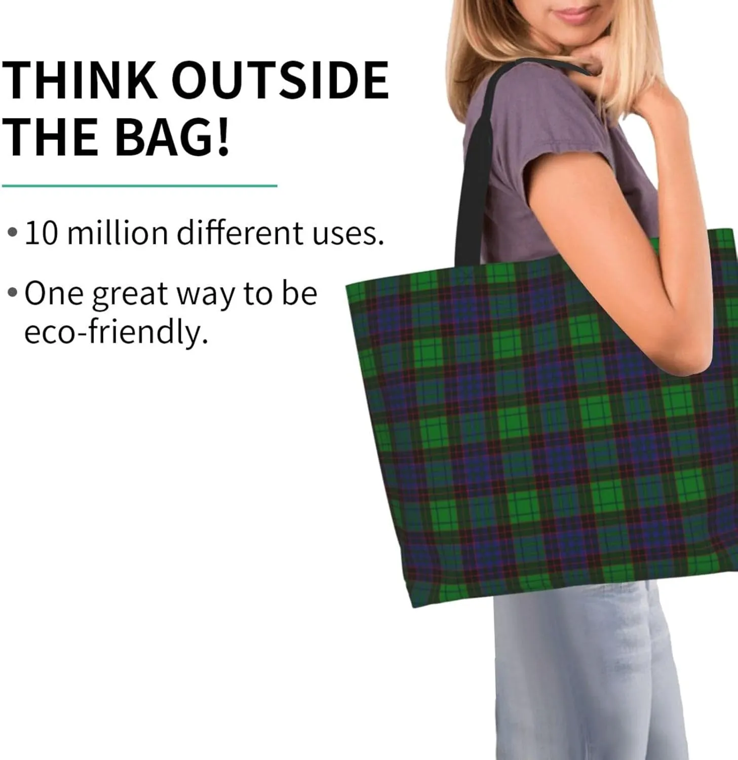 Tartan Tote Bag For Women Weekender Travel Bag Reusable Grocery Bags Large Totes Handbags