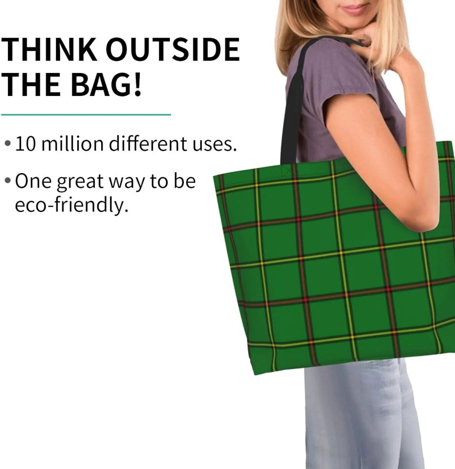 Tartan Tote Bag For Women Weekender Travel Bag Reusable Grocery Bags Large Totes Handbags