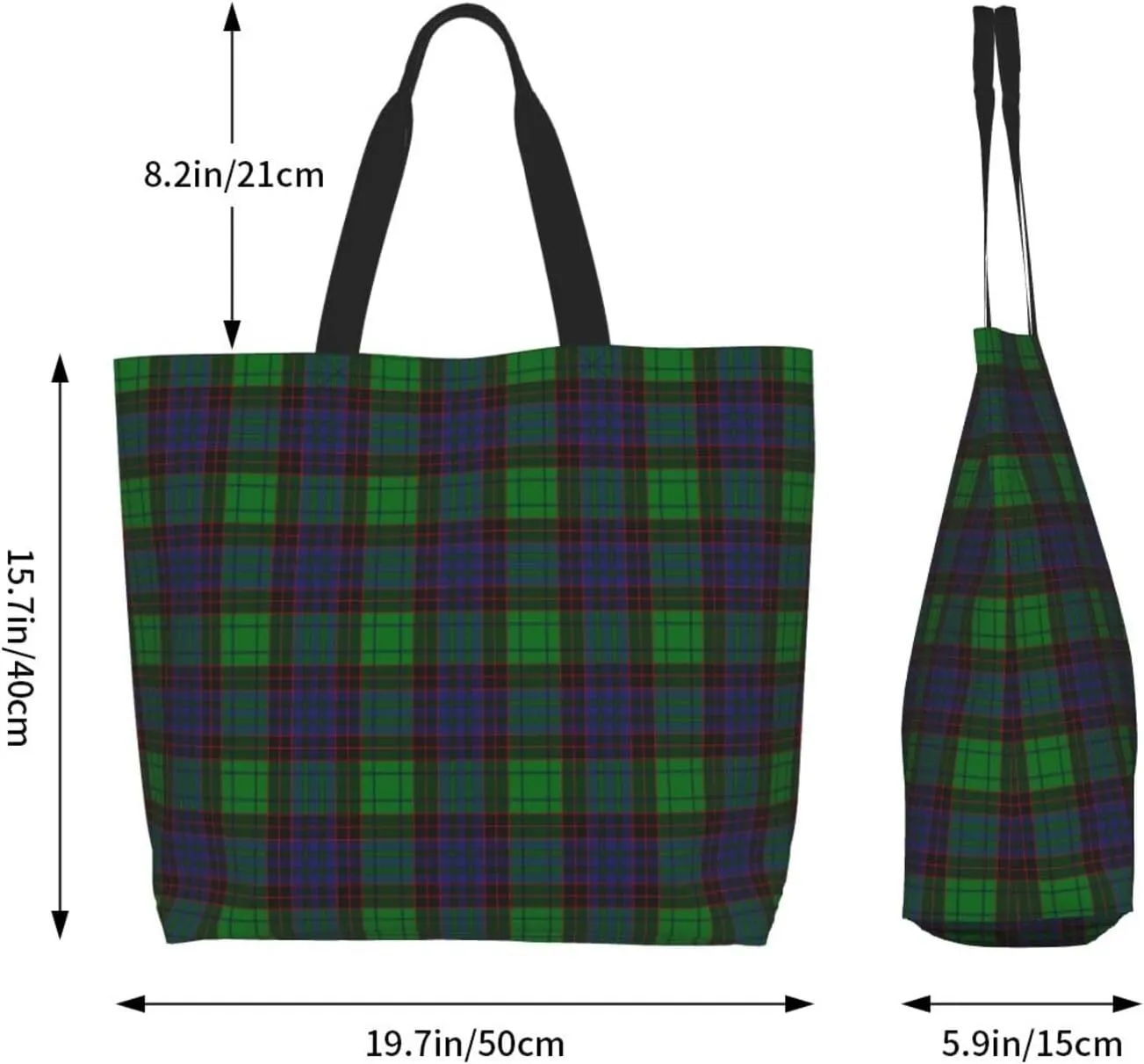 Tartan Tote Bag For Women Weekender Travel Bag Reusable Grocery Bags Large Totes Handbags