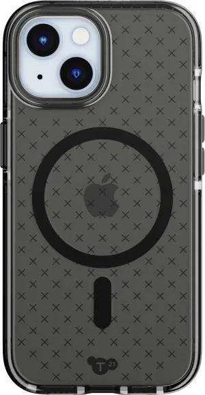 Tech21 Evo Check case for iPhone 16e / 15 - Compatible with MagSafe - Impact Protection Case - Smokey/Black
