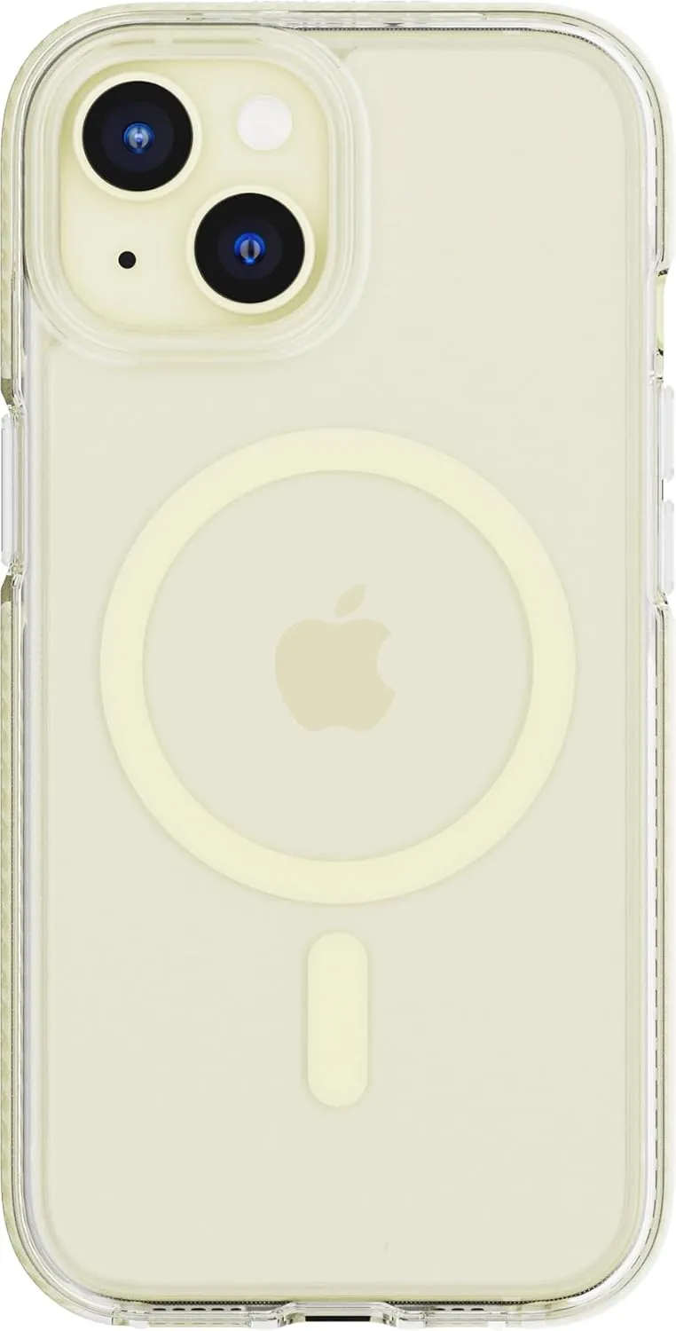 Tech21 Evo Crystal for iPhone 15 /16e - Compatible with MagSafe - Impact Protection Case - Yellow