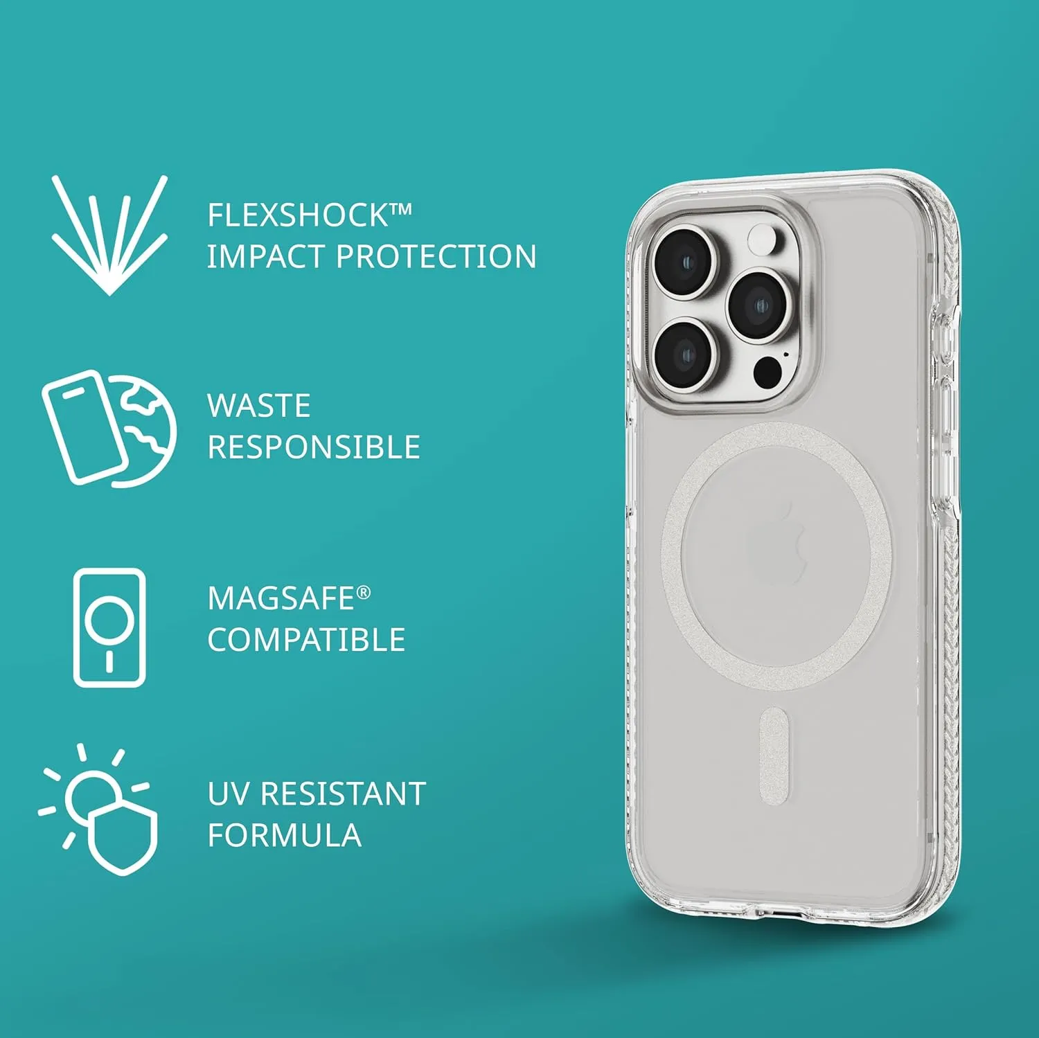 Tech21 Evo Crystal for iPhone 15 Pro - Compatible with MagSafe - Impact Protection Case - White Titanium