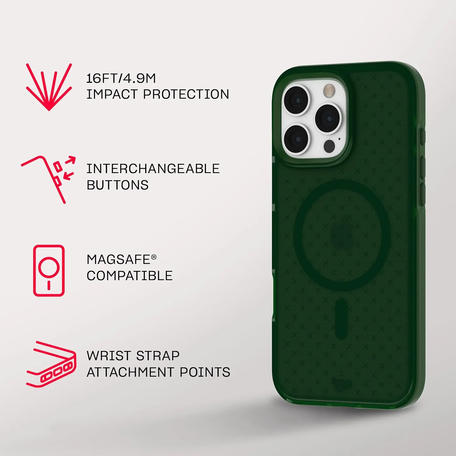 Tech21 EvoCheck for iPhone 16 Pro Max Compatible with MagSafe - Impact Protection Case - in Forest Green