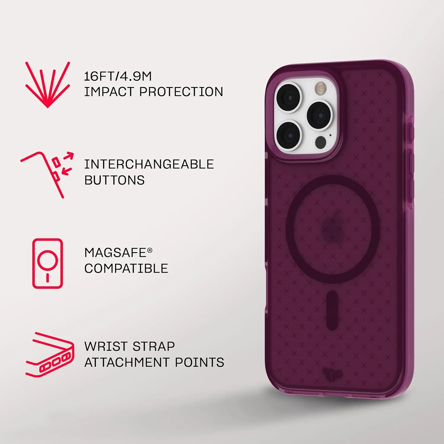Tech21 EvoCheck for iPhone 16 Pro Max Compatible with MagSafe - Impact Protection Case - in Plum