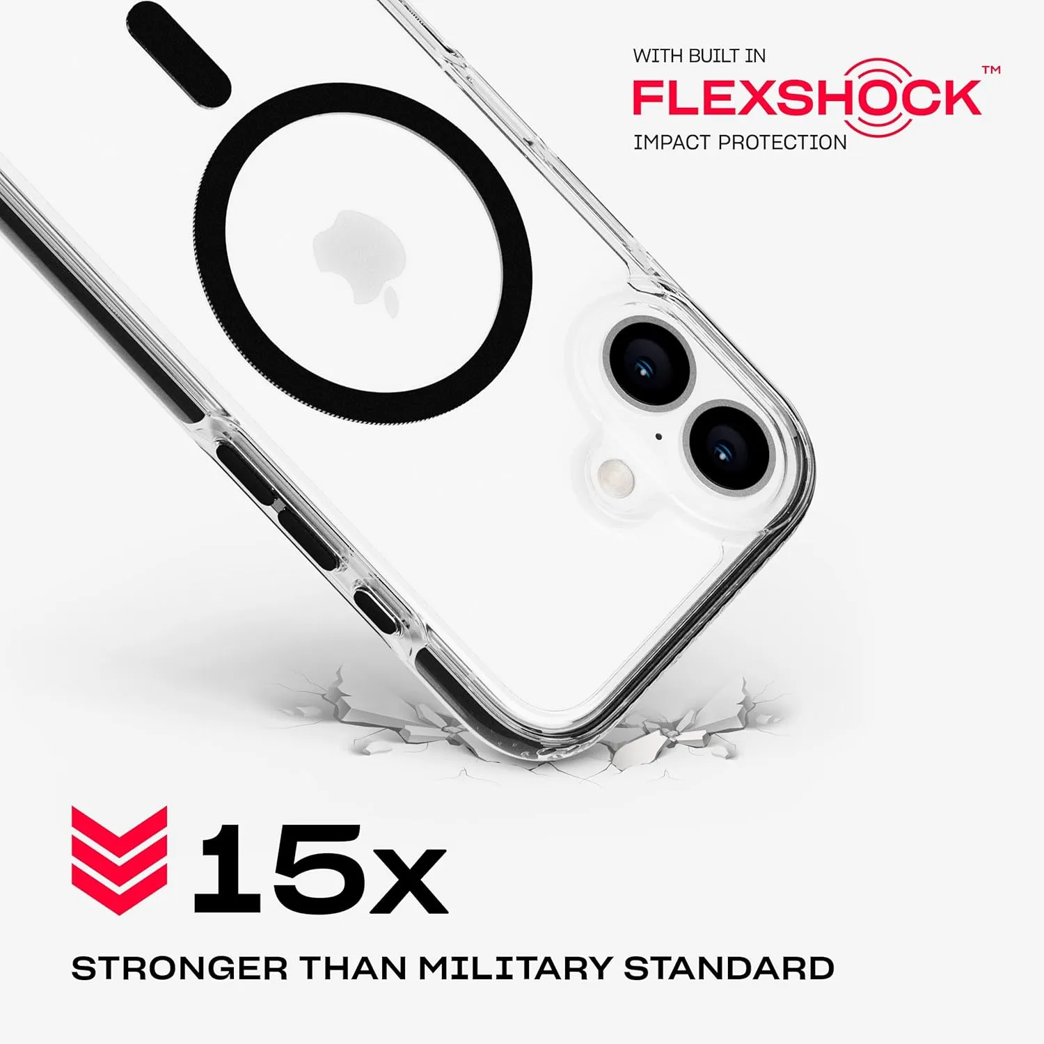 Tech21 EvoCrystal for iPhone 16 - Compatible with MagSafe - Impact Protection Case 15x Military Standard Tested - in Black