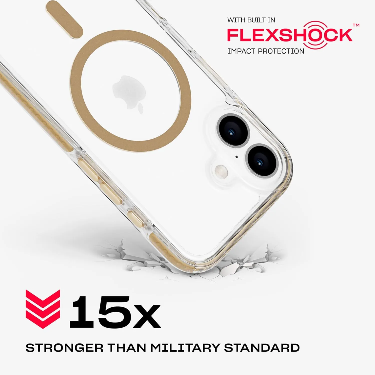 Tech21 EvoCrystal for iPhone 16 - Compatible with MagSafe - Impact Protection Case 15x Military Standard Tested - in Gold