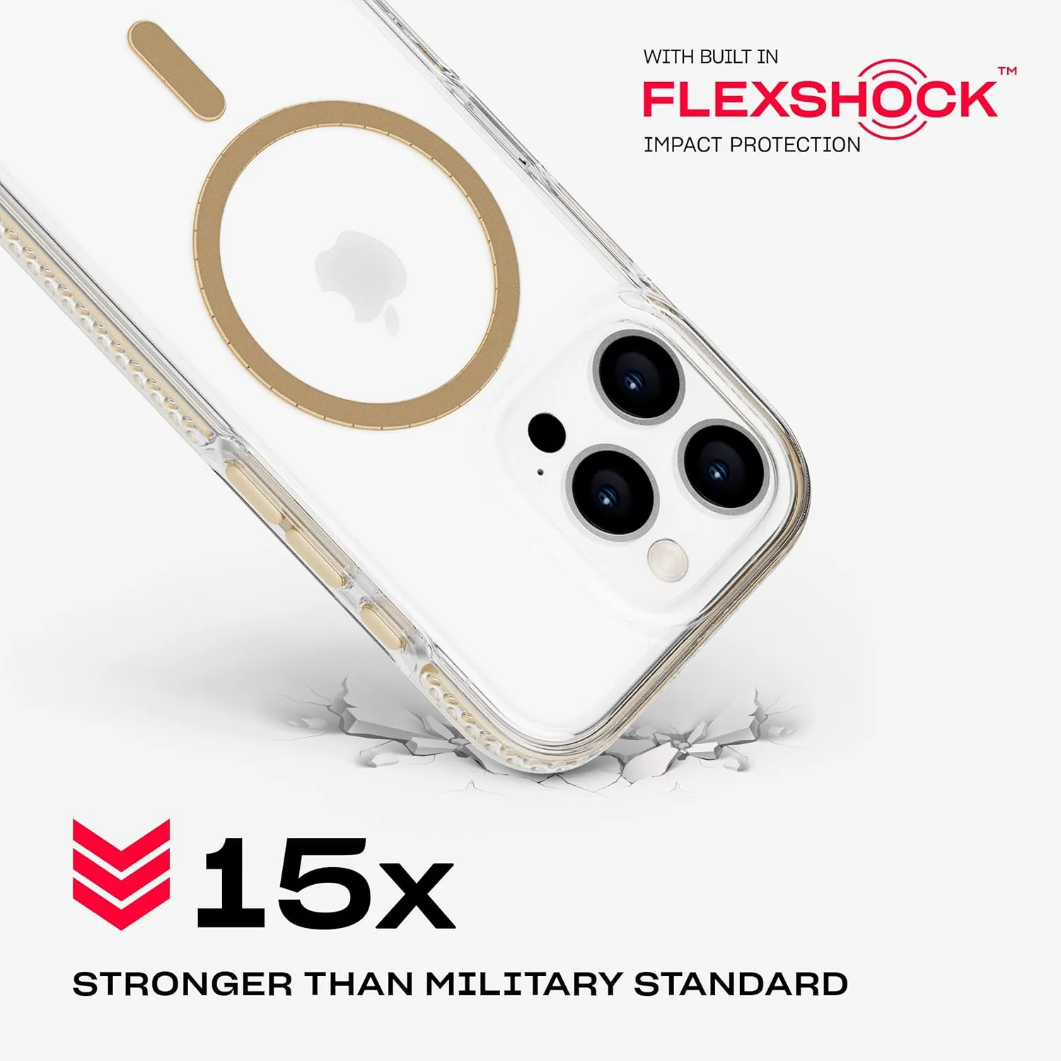 Tech21 EvoCrystal for iPhone 16 Pro - Compatible with MagSafe - Impact Protection Case 15x Military Standard Tested - in Gold