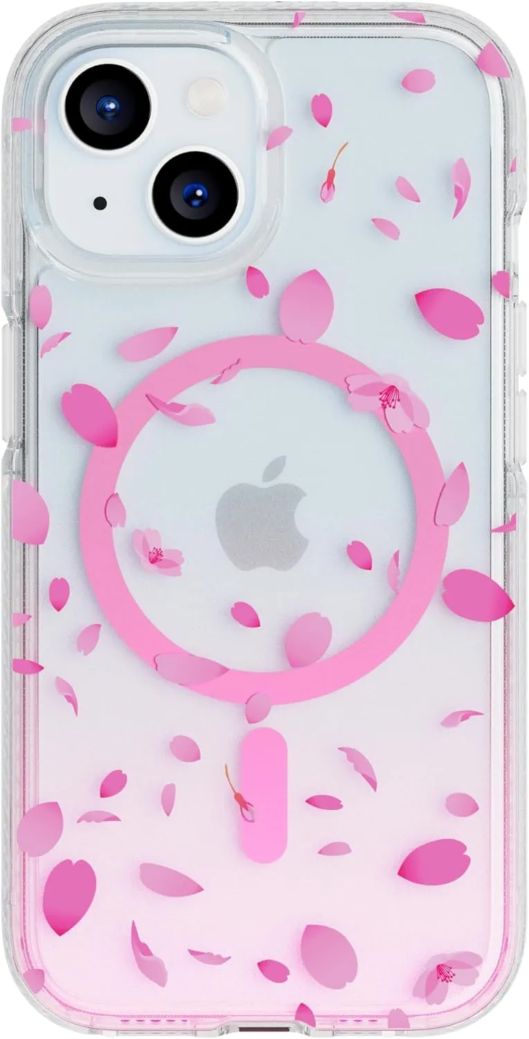 Tech21 FlexQuartz Phone case for iPhone 15 - Compatible with MagSafe - 15x Military Standard Protection - Cherry Blossom Design