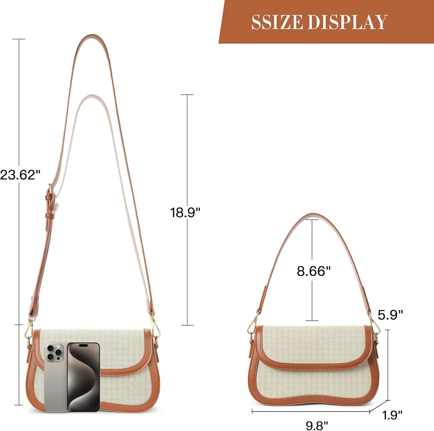 Telena Shoulder Bag for Women Vegan Leather Women's Shoulder Purses Handbags with 2 Removable Strap Crossbody Bag Purses
