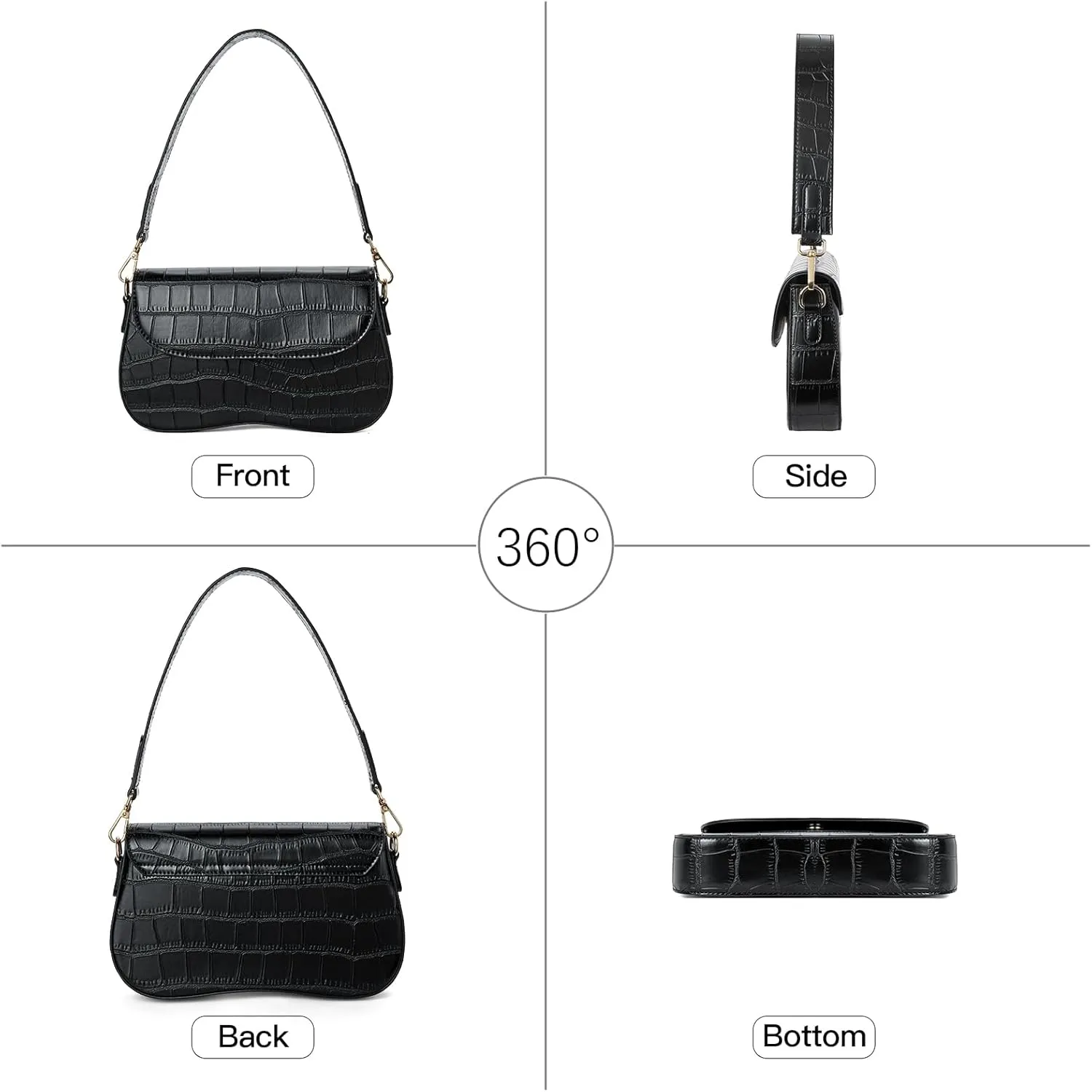 Telena Shoulder Bag for Women Vegan Leather Women's Shoulder Purses Handbags with 2 Removable Strap Crossbody Bag Purses