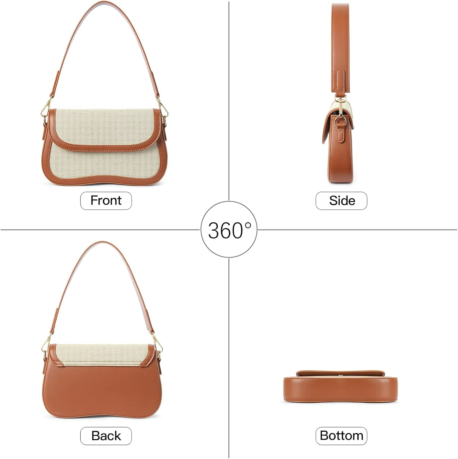 Telena Shoulder Bag for Women Vegan Leather Women's Shoulder Purses Handbags with 2 Removable Strap Crossbody Bag Purses
