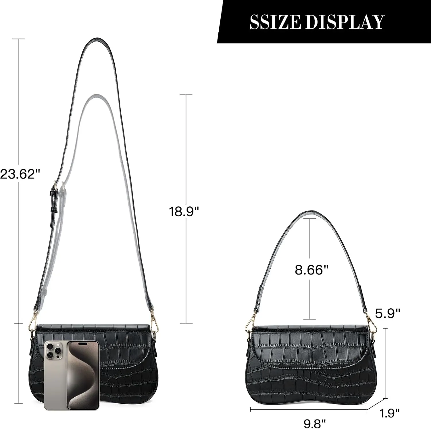 Telena Shoulder Bag for Women Vegan Leather Women's Shoulder Purses Handbags with 2 Removable Strap Crossbody Bag Purses