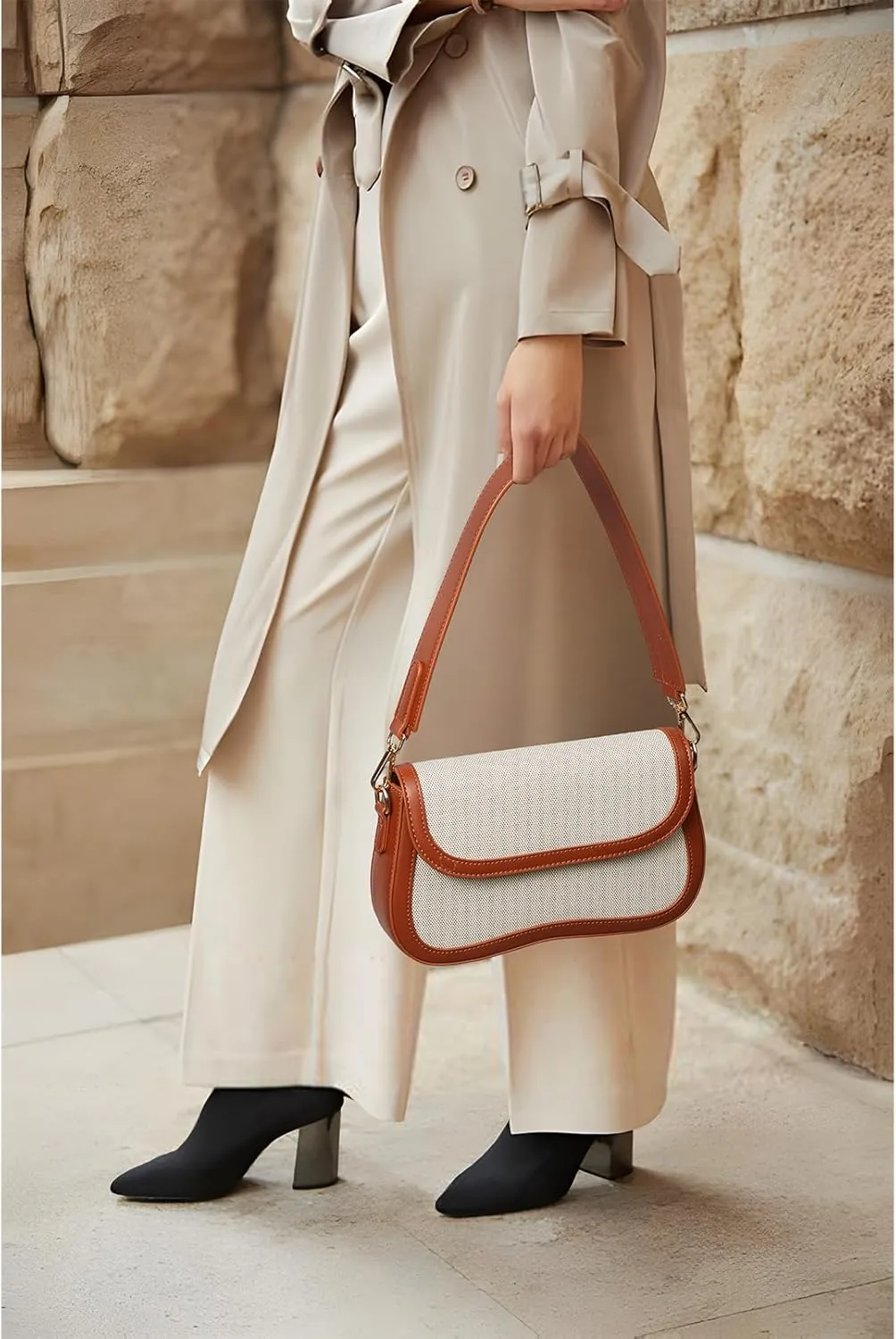 Telena Shoulder Bag for Women Vegan Leather Women's Shoulder Purses Handbags with 2 Removable Strap Crossbody Bag Purses
